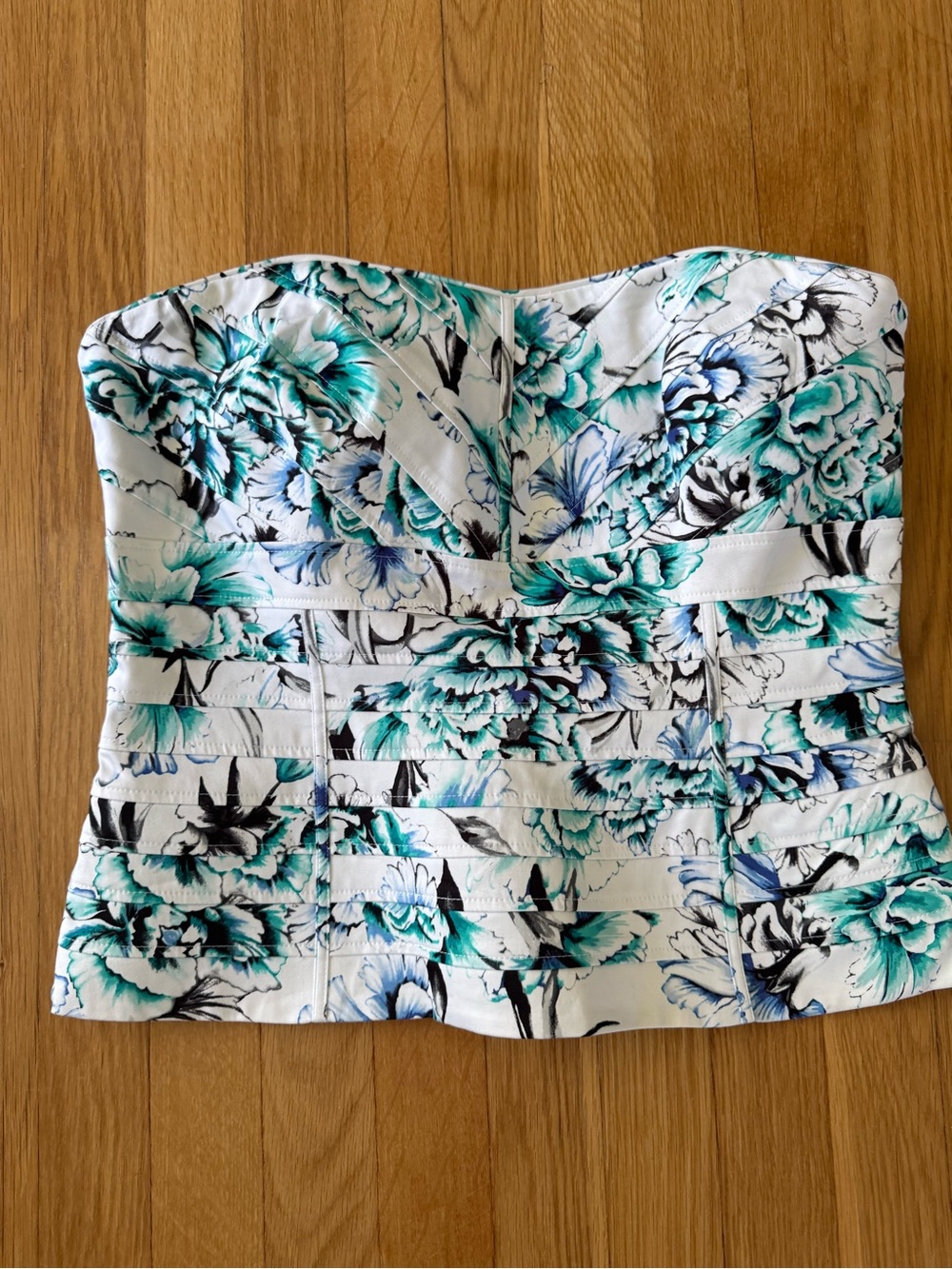 White House Black Market Floral Bustier Top Size 12 NWT